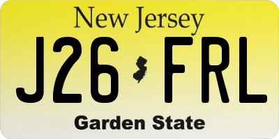 NJ license plate J26FRL