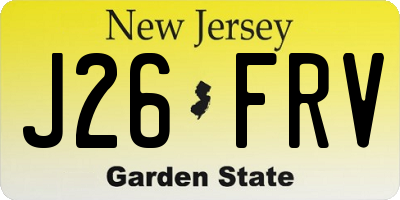 NJ license plate J26FRV