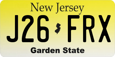 NJ license plate J26FRX