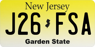 NJ license plate J26FSA