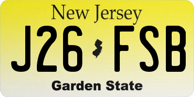 NJ license plate J26FSB