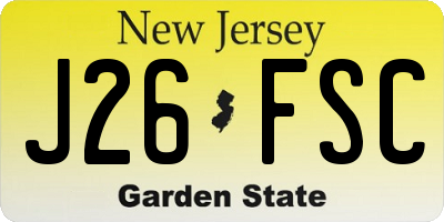 NJ license plate J26FSC