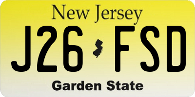 NJ license plate J26FSD
