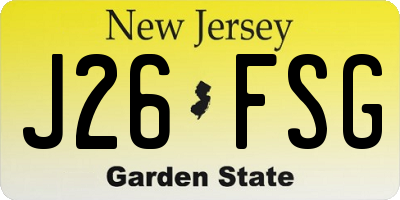 NJ license plate J26FSG