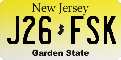 NJ license plate J26FSK