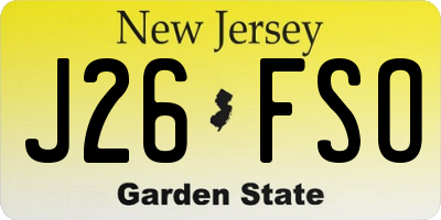 NJ license plate J26FSO