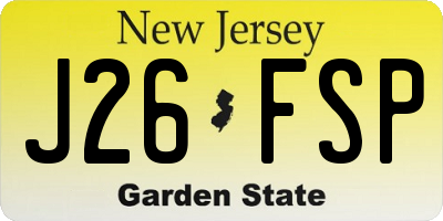NJ license plate J26FSP