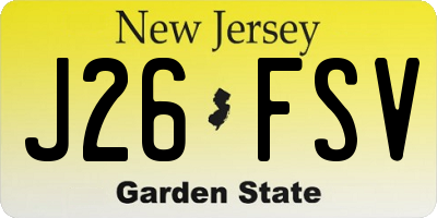NJ license plate J26FSV