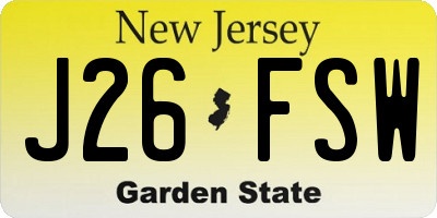 NJ license plate J26FSW