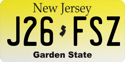 NJ license plate J26FSZ