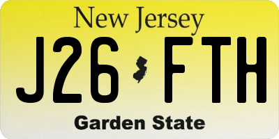 NJ license plate J26FTH
