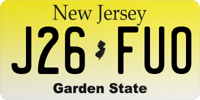 NJ license plate J26FUO