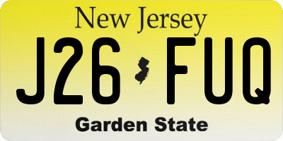 NJ license plate J26FUQ