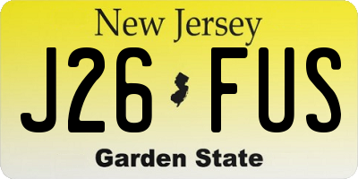 NJ license plate J26FUS