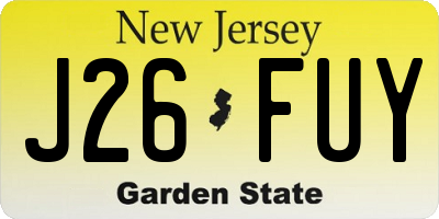 NJ license plate J26FUY