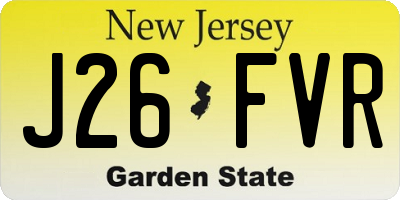 NJ license plate J26FVR