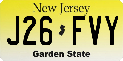NJ license plate J26FVY