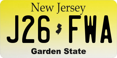 NJ license plate J26FWA