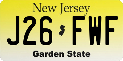 NJ license plate J26FWF