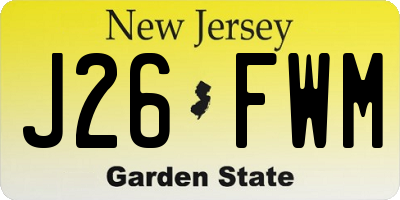 NJ license plate J26FWM