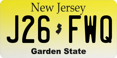 NJ license plate J26FWQ