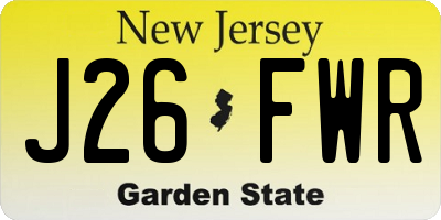 NJ license plate J26FWR