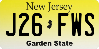NJ license plate J26FWS