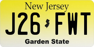 NJ license plate J26FWT