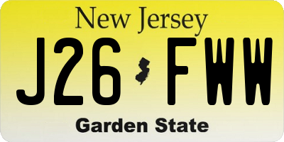NJ license plate J26FWW