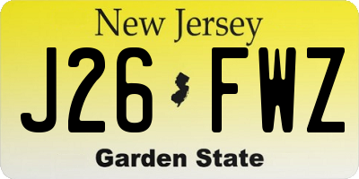 NJ license plate J26FWZ