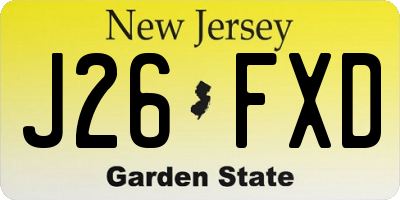 NJ license plate J26FXD