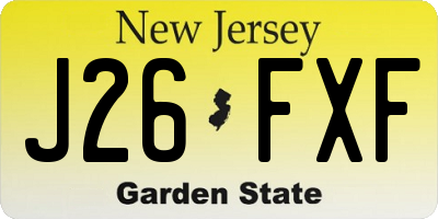 NJ license plate J26FXF