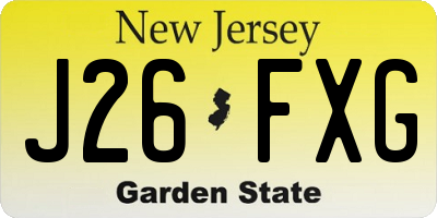 NJ license plate J26FXG