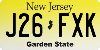 NJ license plate J26FXK