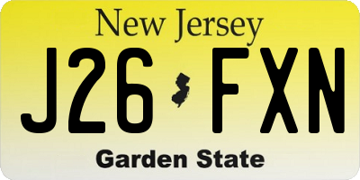 NJ license plate J26FXN