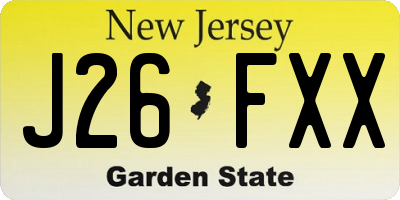 NJ license plate J26FXX