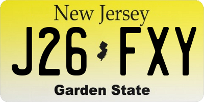 NJ license plate J26FXY