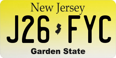 NJ license plate J26FYC