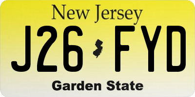 NJ license plate J26FYD