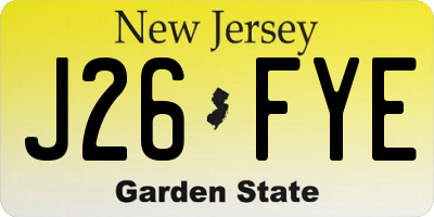 NJ license plate J26FYE