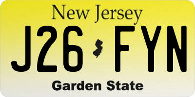 NJ license plate J26FYN