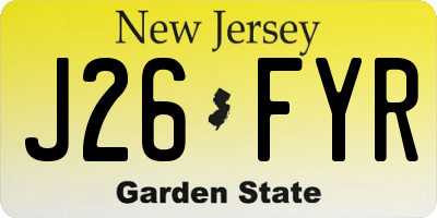 NJ license plate J26FYR