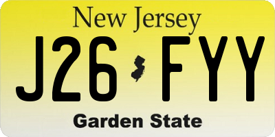 NJ license plate J26FYY