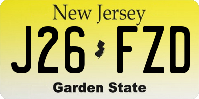 NJ license plate J26FZD