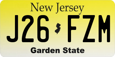 NJ license plate J26FZM
