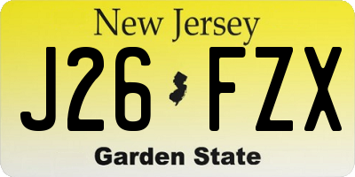 NJ license plate J26FZX