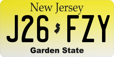 NJ license plate J26FZY