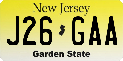 NJ license plate J26GAA