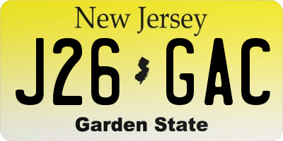 NJ license plate J26GAC