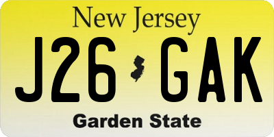 NJ license plate J26GAK